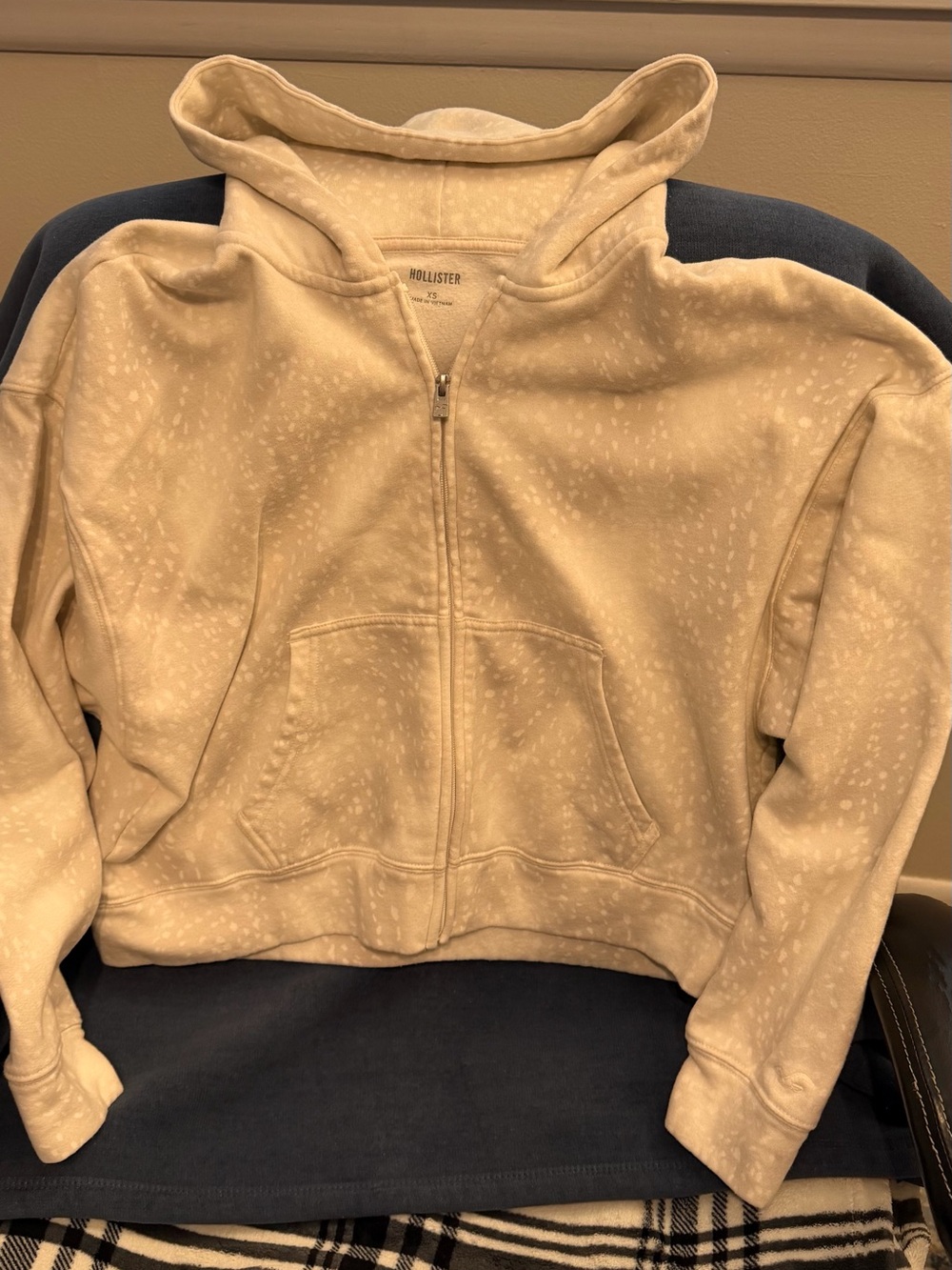 Hollister Light Beige Zip-Up Hoodie